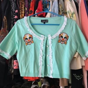 Sourpuss Clown Cropped Cardigan Medium